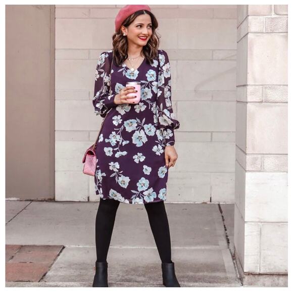 Cabi 4018 Ellery floral dress size S EUC purple side zip fully line side zip - Picture 5 of 12